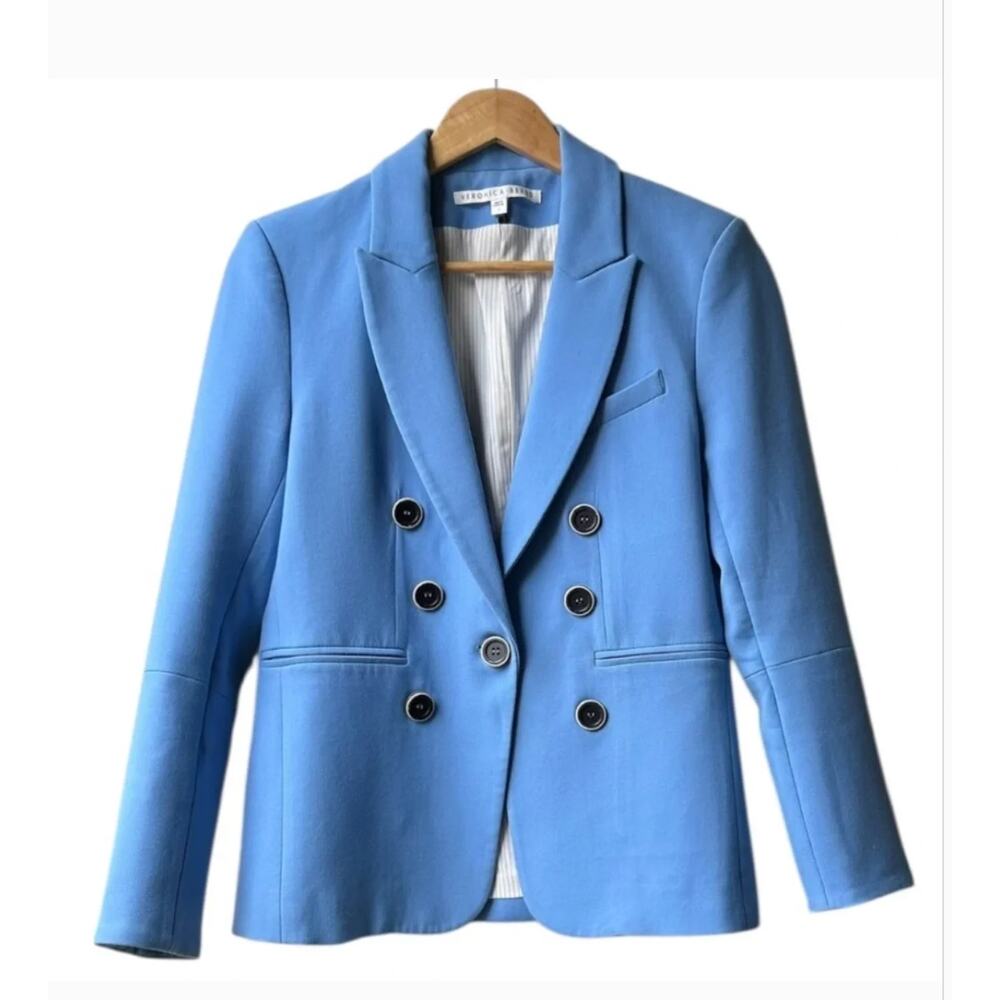 Veronica Beard Colson Peak Lapel Double Breasted Jacket 0 Blue Blazer Prep Luxe - Picture 3 of 7